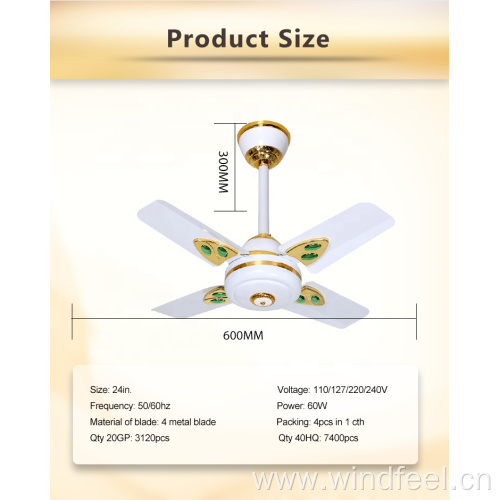 Foshan Factory Modern 24inch Electrical Ceiling Fan